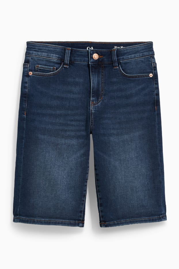 Dámské - Džínové bermudy - mid waist - jog denim - LYCRA® - džíny - modré