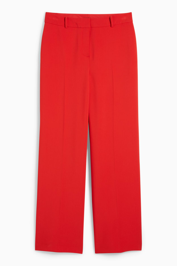 Dámské - Business kalhoty - high waist - wide leg - červená