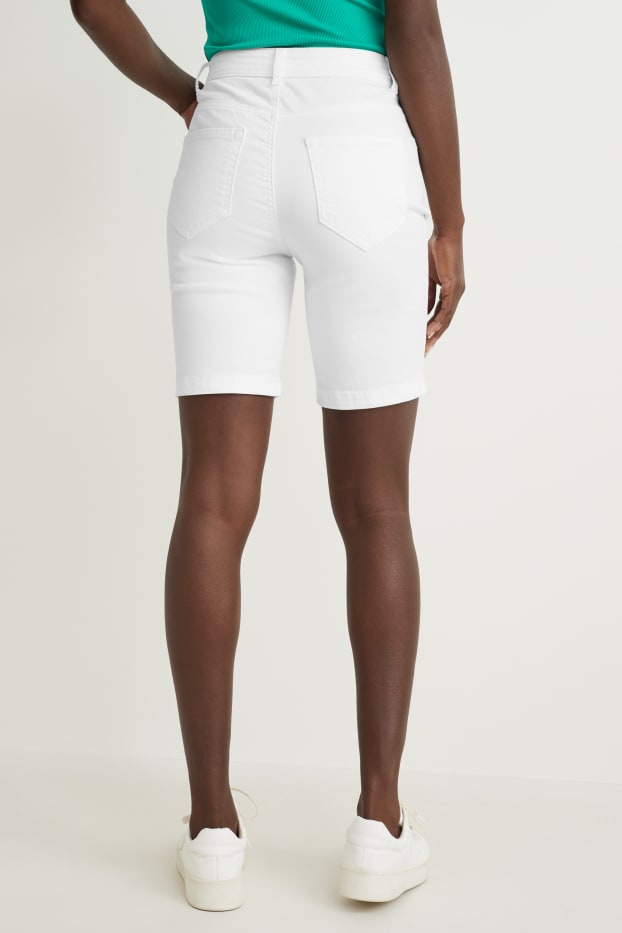 Women - Bermuda shorts - high waist - white