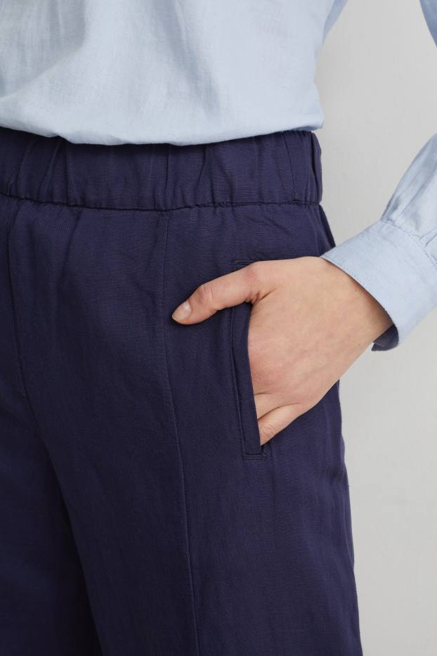 Femmes - Jupe-culotte - mid waist - wide leg - lin mélangé - bleu foncé