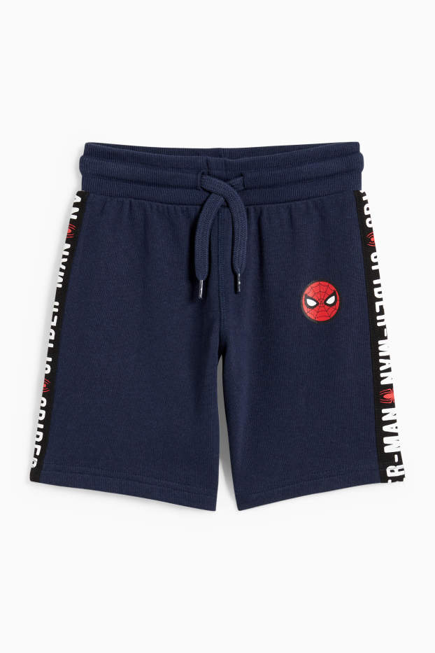 Copii - Băieți - Omul-Păianjen - pantaloni scurți trening - albastru închis