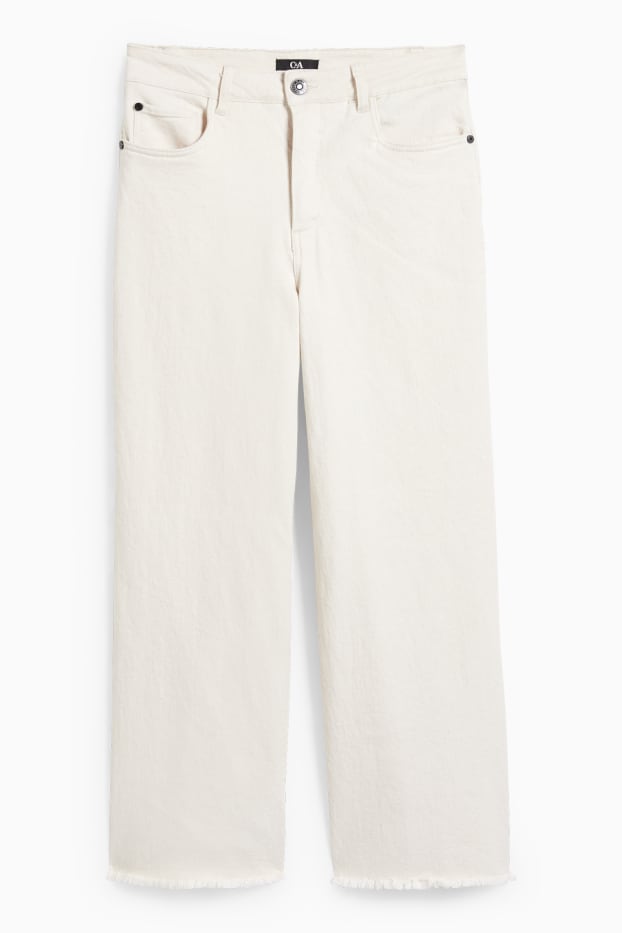 Damen - Wide Leg Jeans - High Waist - beige