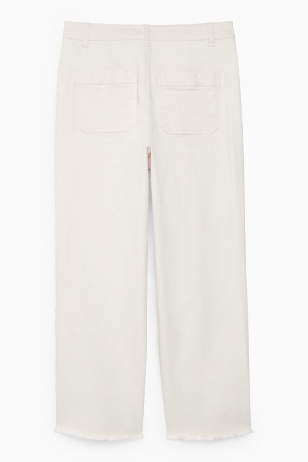 Damen - Wide Leg Jeans - High Waist - beige