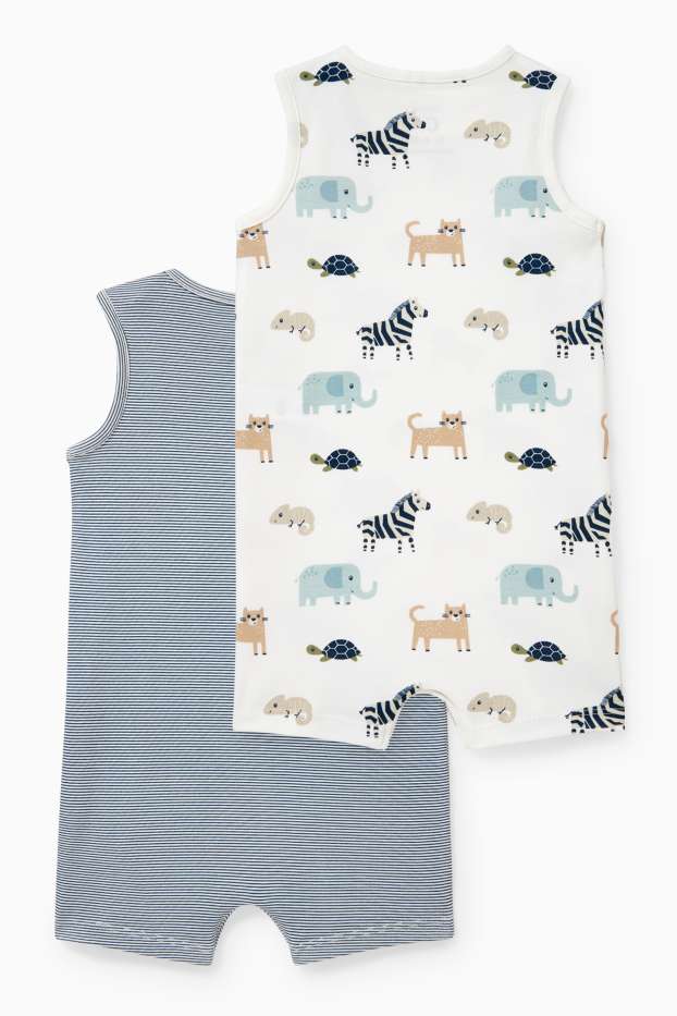 Bébés garçons - Lot de 2 - pyjamas bébé - bleu foncé / blanc