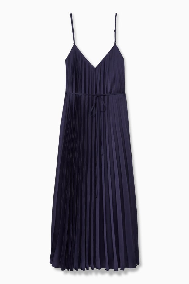 Damen - Plissee-Kleid - dunkelblau
