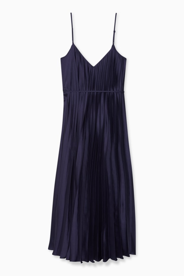 Damen - Plissee-Kleid - dunkelblau