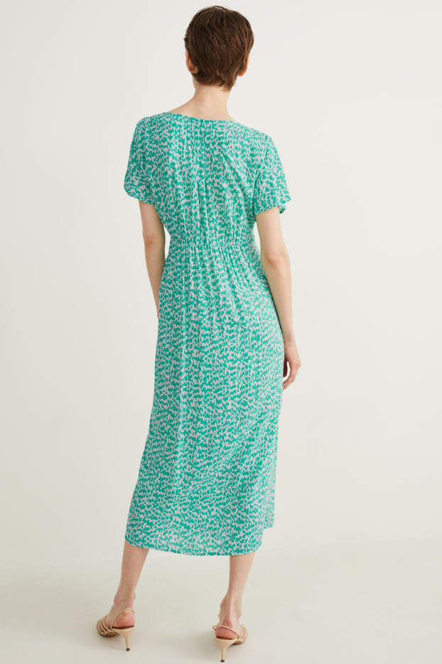 Dámské - Zavinovací šaty - zelená / krémově bílá