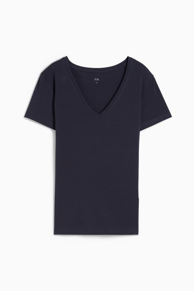 Dames - Basic-T-shirt - donkerblauw