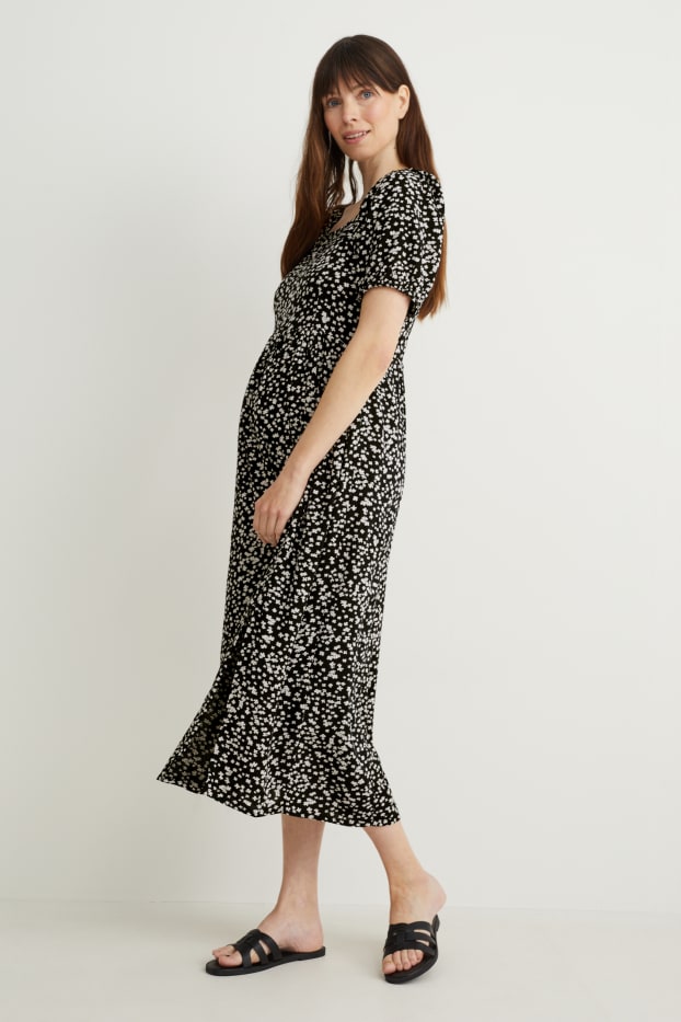 Women - Maternity dress - floral - black
