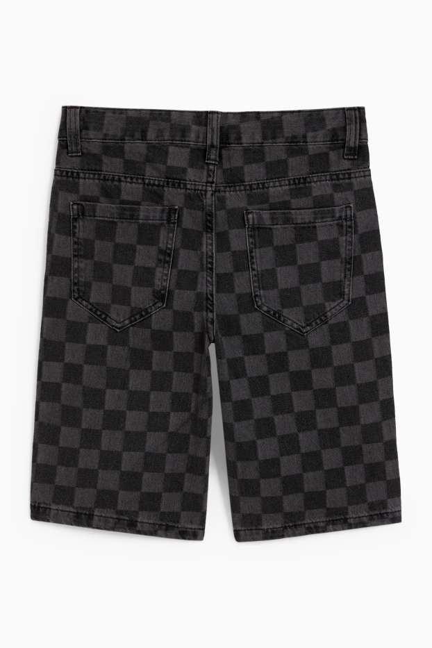Kinder Jungen - Jeans-Shorts - kariert - dunkeljeansgrau