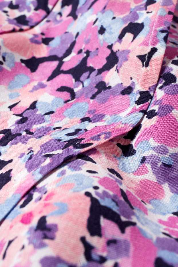 Femmes - Robe croisée - à fleurs - rose