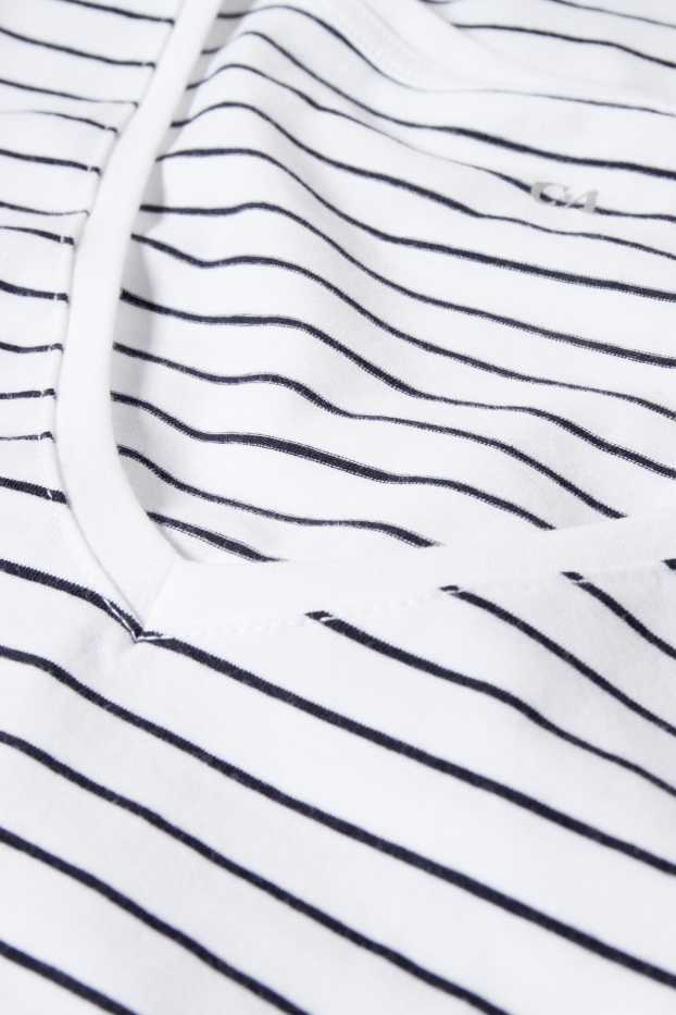 Women - Basic T-shirt - striped - white