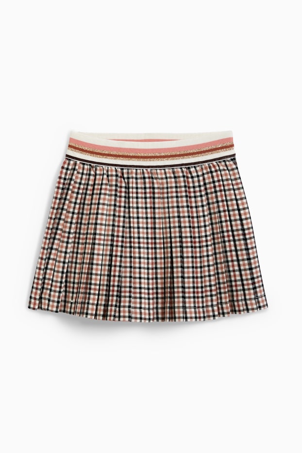 Enfants filles - Jupe - plissée - à carreaux - beige