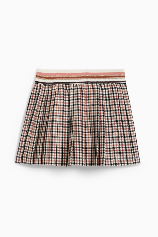 Enfants filles - Jupe - plissée - à carreaux - beige