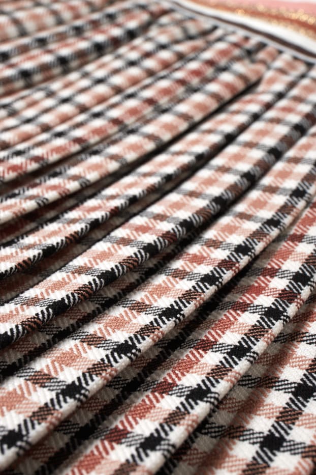 Enfants filles - Jupe - plissée - à carreaux - beige