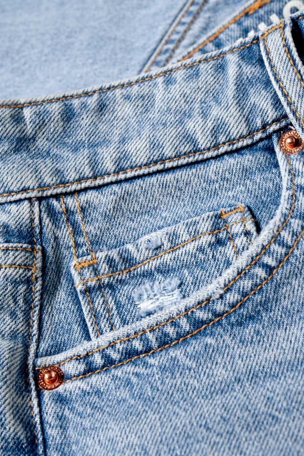 Femei - CLOCKHOUSE - pantaloni scurți de blugi - talie înaltă - denim-albastru deschis