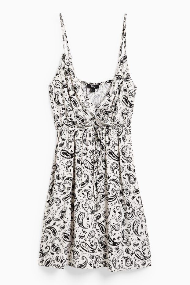 Damen - Wickelkleid - gemustert - weiß / schwarz