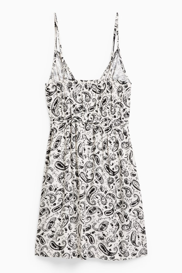 Damen - Wickelkleid - gemustert - weiß / schwarz