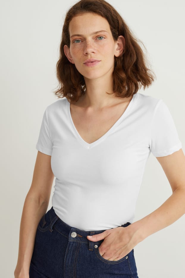 Dames - Basic-T-shirt - wit