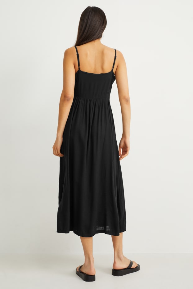 Damen - Fit & Flare Kleid - schwarz