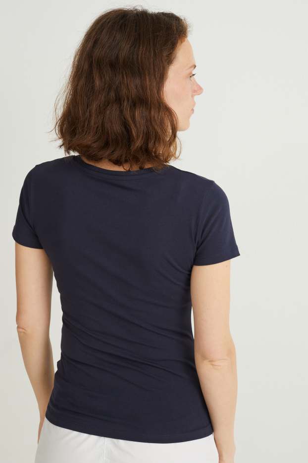 Dames - Basic-T-shirt - donkerblauw