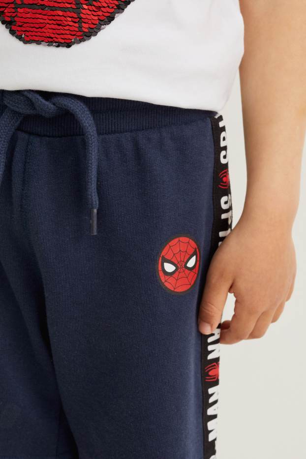 Copii - Băieți - Omul-Păianjen - pantaloni scurți trening - albastru închis