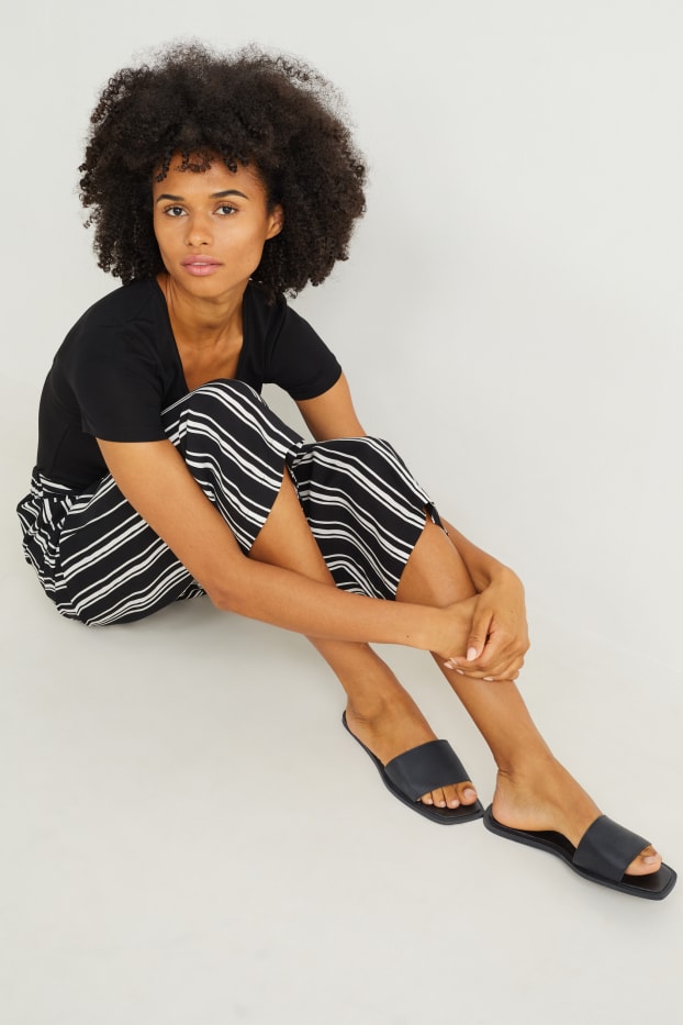 Women - Sandals - faux leather - black