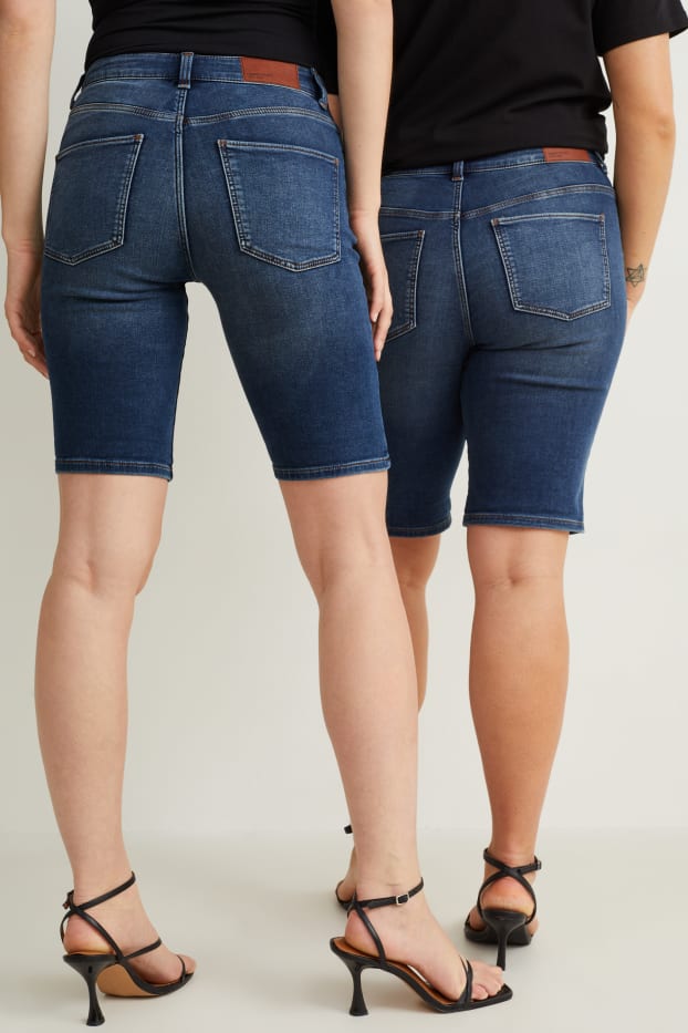Dámské - Džínové bermudy - mid waist - jog denim - LYCRA® - džíny - modré