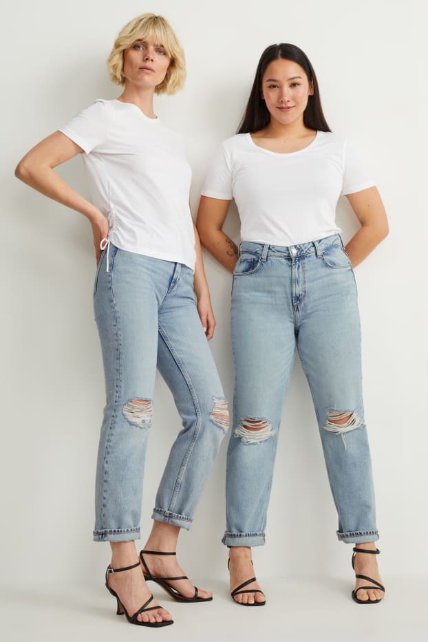 Damen - Straight Jeans - High Waist - helljeansblau