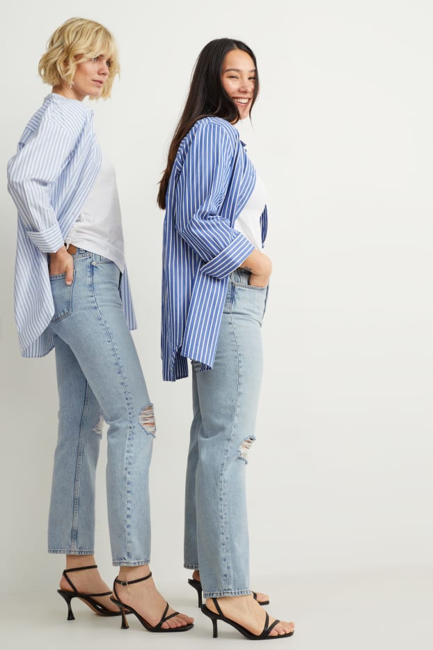 Damen - Straight Jeans - High Waist - helljeansblau