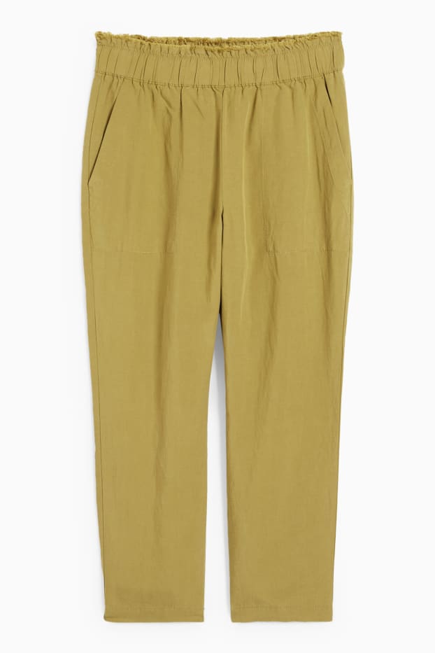 Women - Cloth trousers - high waist - tapered fit - green