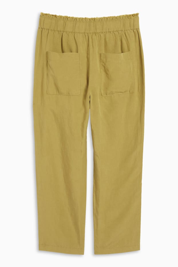 Women - Cloth trousers - high waist - tapered fit - green