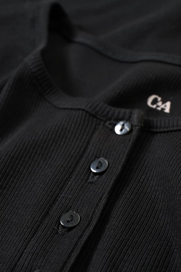 Damen - Basic-Langarmshirt - schwarz