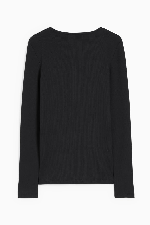 Damen - Basic-Langarmshirt - schwarz