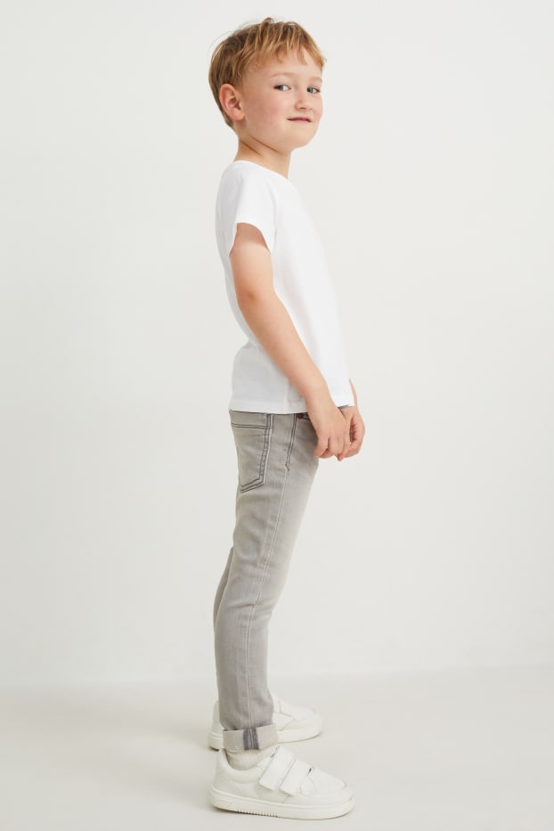 Kinderen: jongens - Skinny jeans - jog denim - jeansgrijs