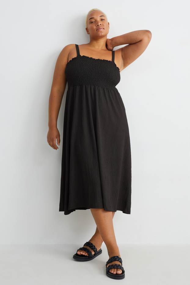 Damen - Fit & Flare Kleid - schwarz