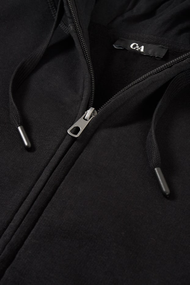 Femei - Hanorac cu fermoar și glugă basic - negru
