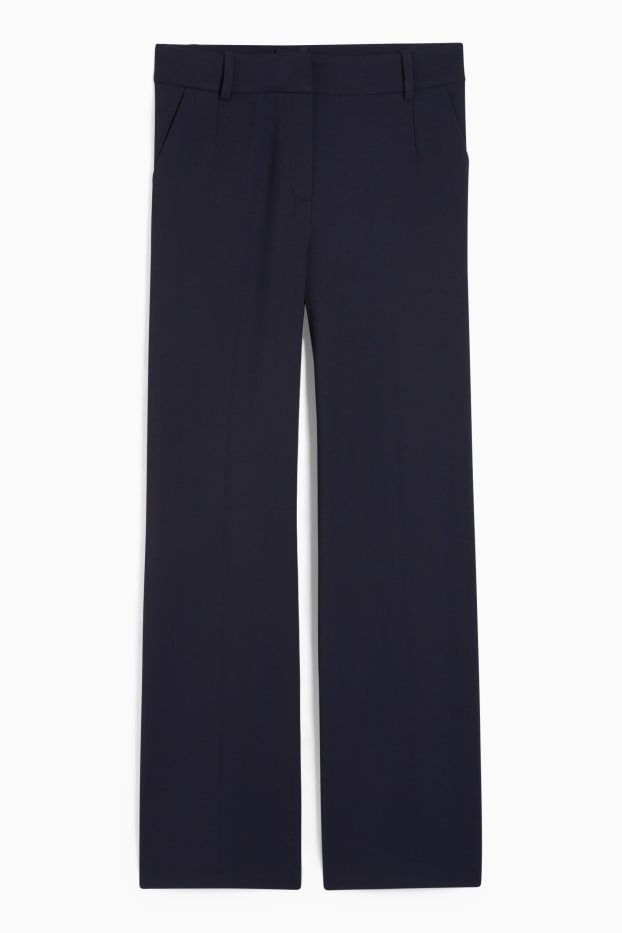 Dámské - Business kalhoty - high waist - wide leg - Mix & Match - tmavomodrá