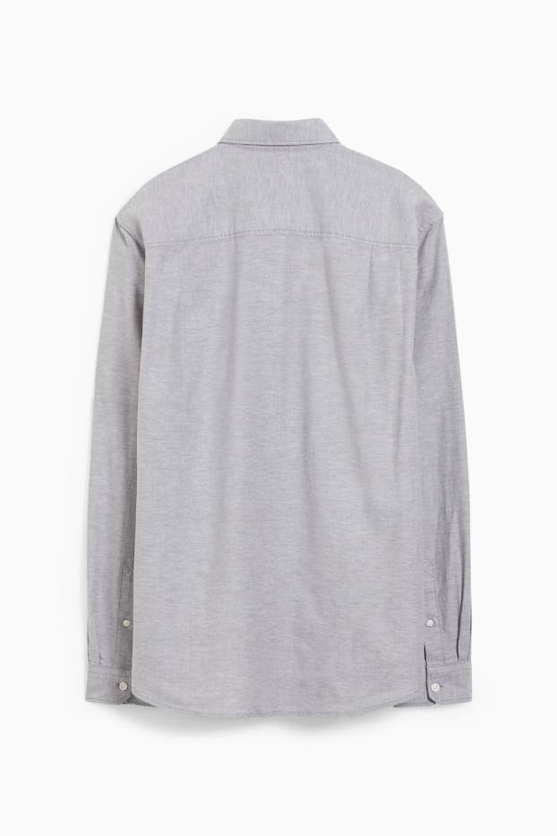 Hommes - Chemise oxford - regular fit - col button-down - gris