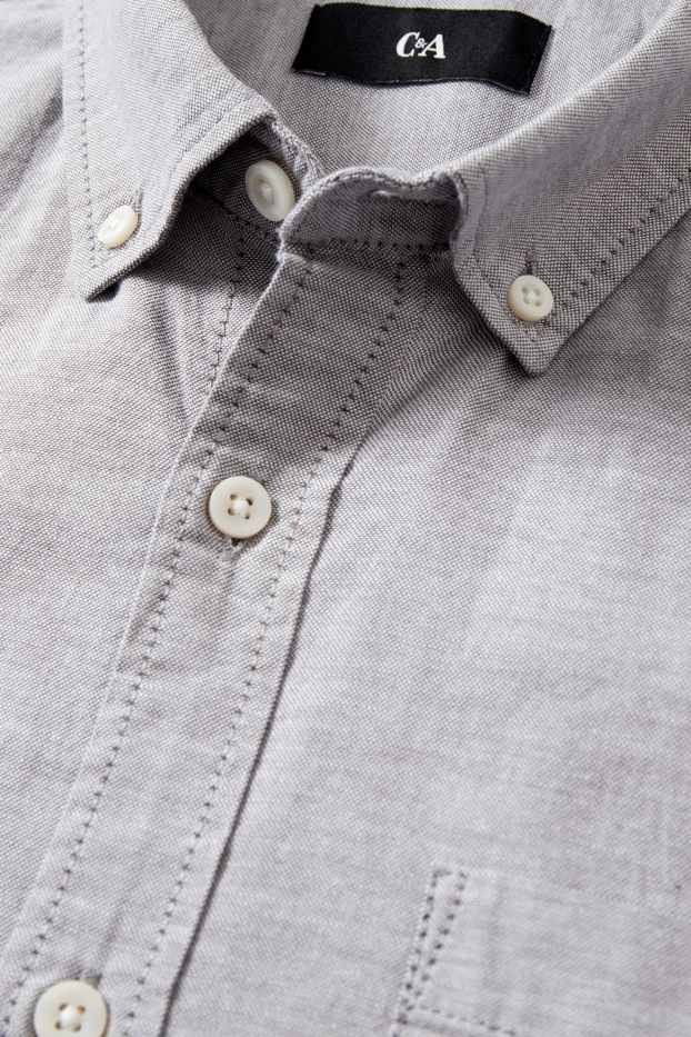Hommes - Chemise oxford - regular fit - col button-down - gris