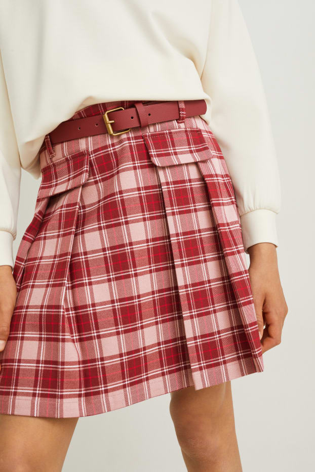 Kinder Mädchen - Set - Rock, Gürtel und Kniestrümpfe - 3 teilig - bordeaux