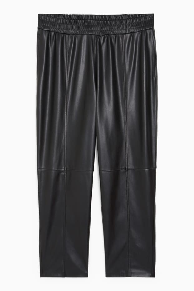 Femmes - Pantalon - high waist - straight fit - synthétique - noir
