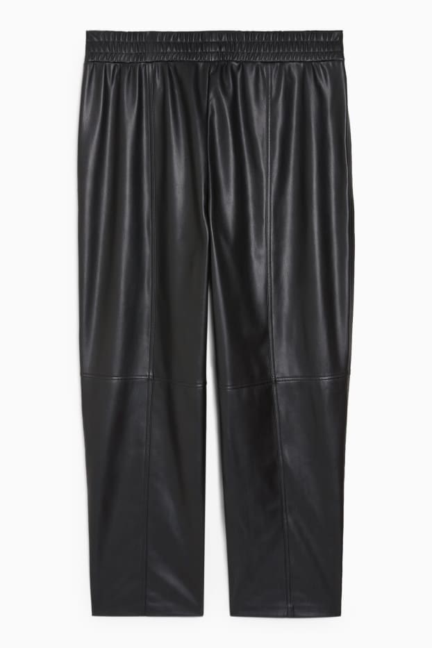 Femmes - Pantalon - high waist - straight fit - synthétique - noir