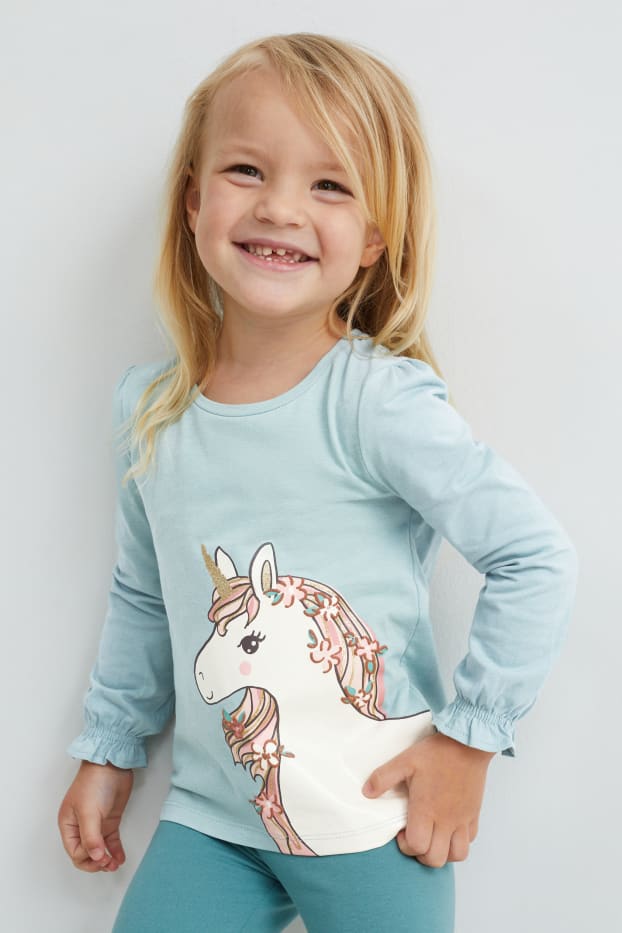 Kinder Mädchen - Multipack 3er - Langarmshirt - mintgrün