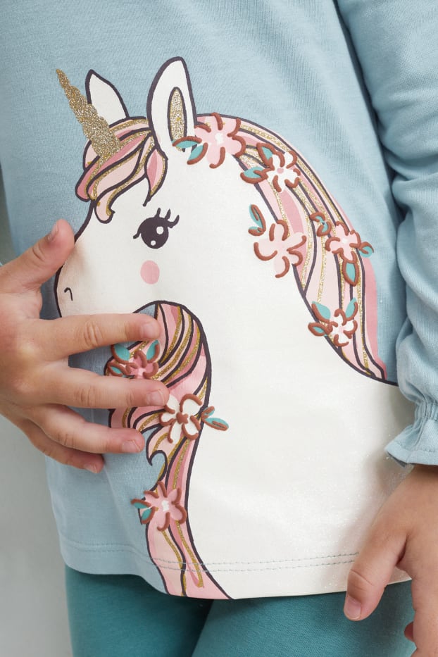 Kinder Mädchen - Multipack 3er - Langarmshirt - mintgrün