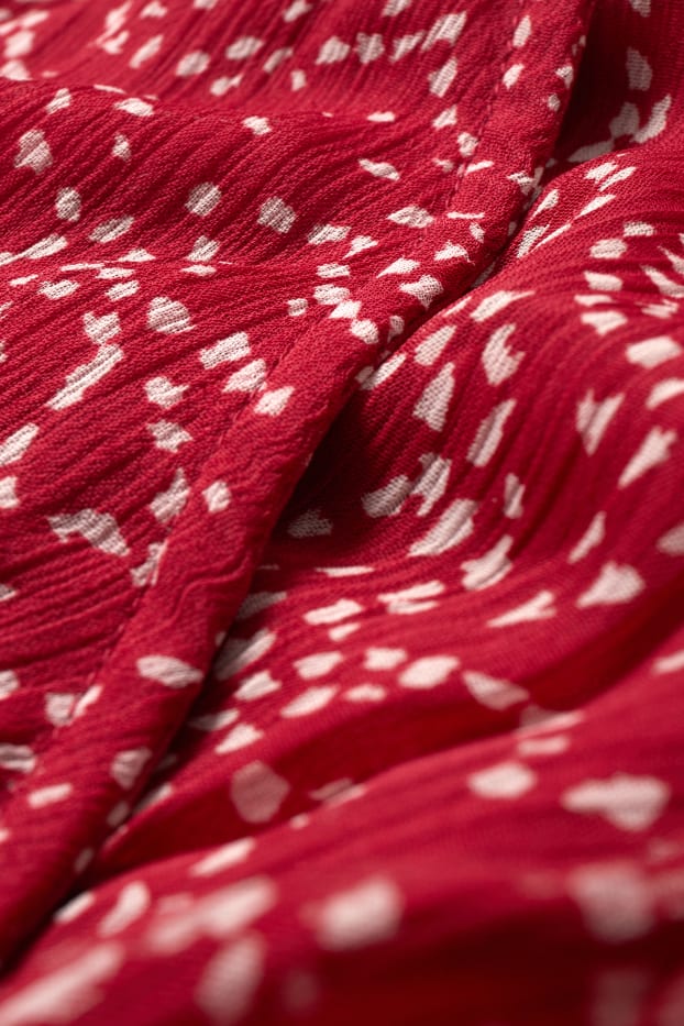 Donna - Vestito a portafoglio - fantasia - rosso / bianco crema
