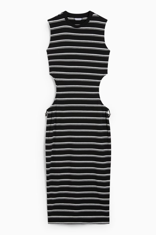 Women - Bodycon dress - striped - black / white