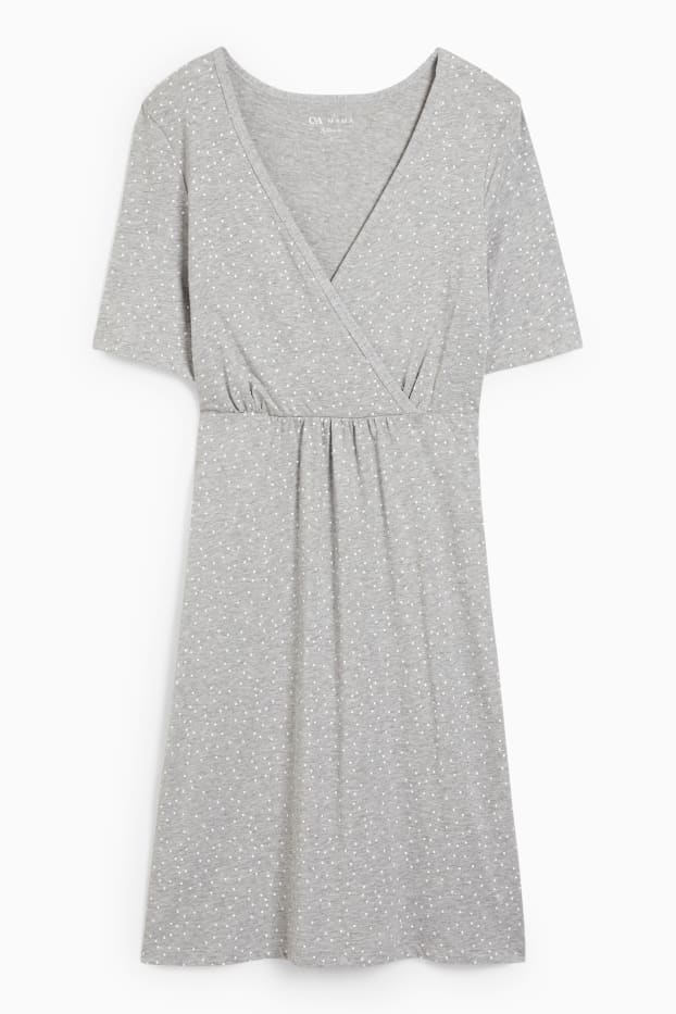 Femmes - Chemise de nuit d’allaitement - à pois - gris clair chiné