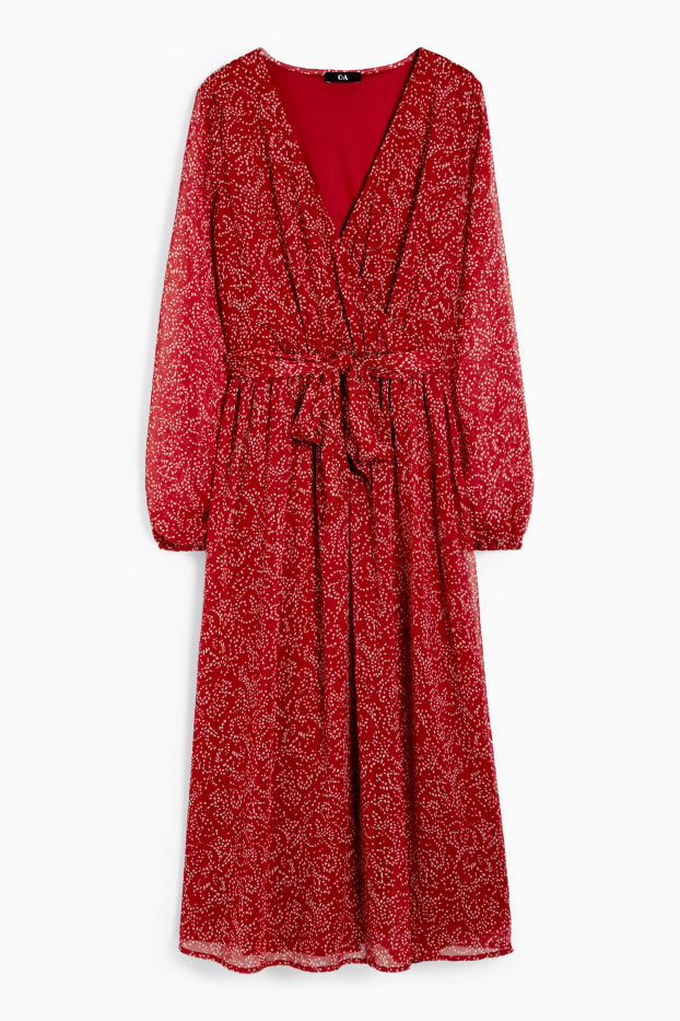 Damen - Wickelkleid - dunkelrot