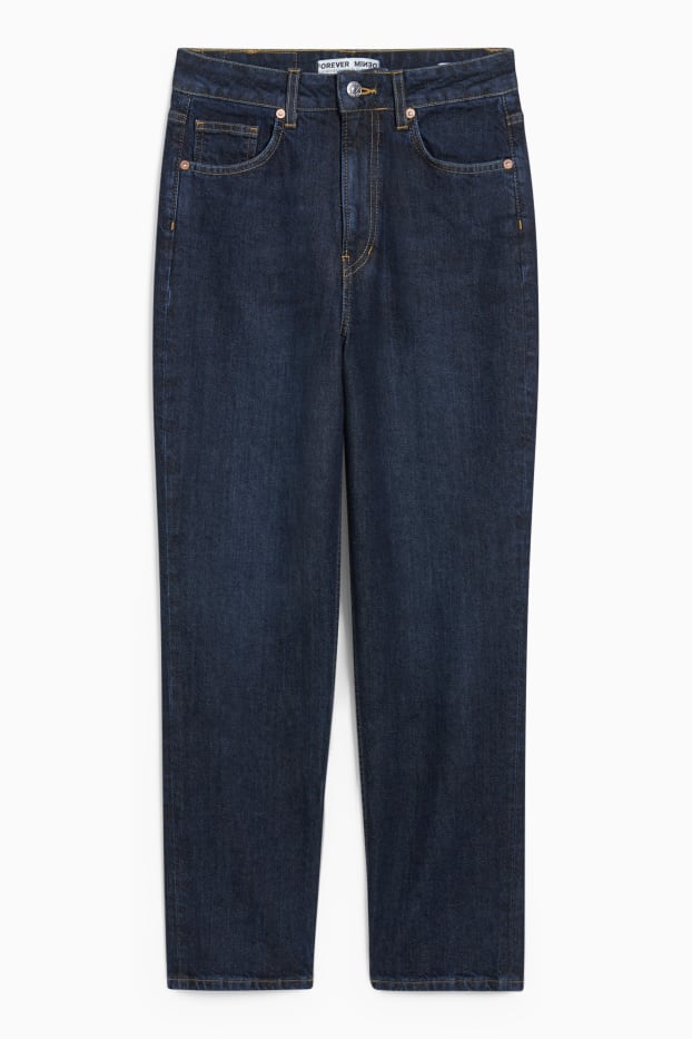 Damen - Crop Straight Jeans - High Waist - jeansblau
